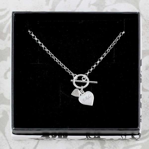Modal Additional Images for Personalised Hearts T-Bar Necklace