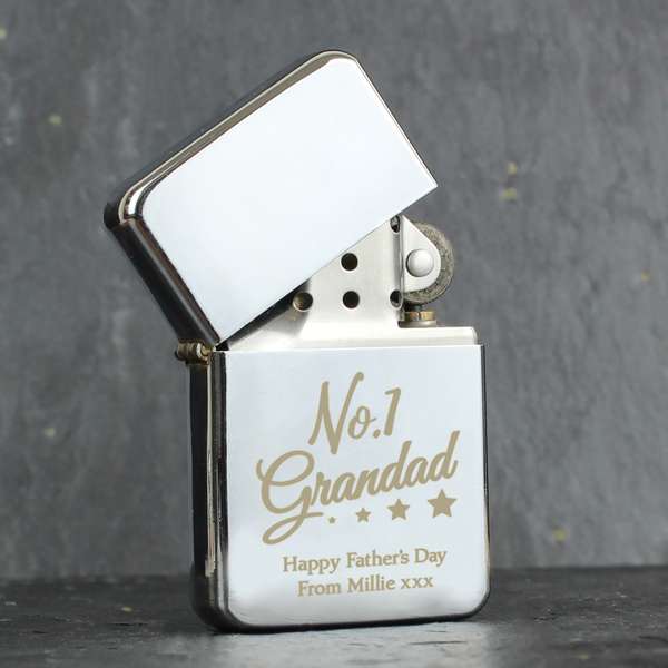 Modal Additional Images for Personalised 'No.1 Grandad' Silver Lighter