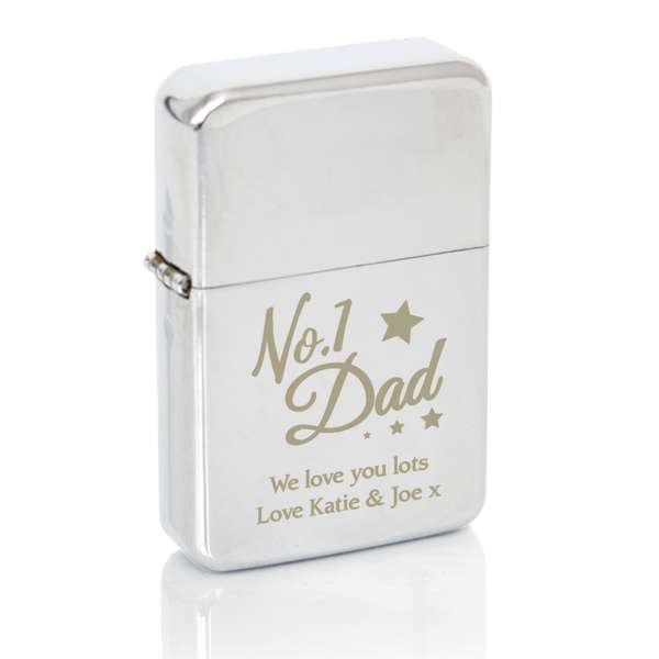 (image for) Personalised 'No.1 Dad' Silver Lighter - Click Image to Close