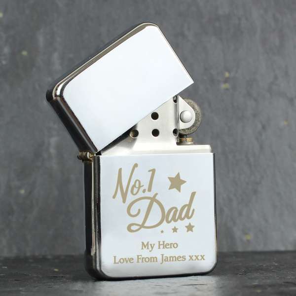 Modal Additional Images for Personalised 'No.1 Dad' Silver Lighter