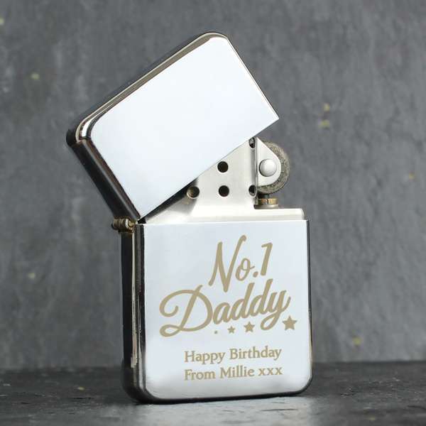 Modal Additional Images for Personalised 'No.1 Daddy' Silver Lighter