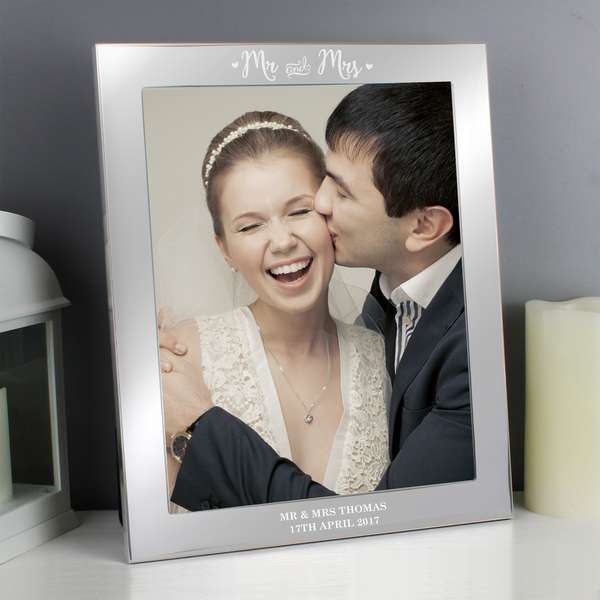 (image for) Personalised Mr & Mrs Silver 10x8 Photo Frame - Click Image to Close