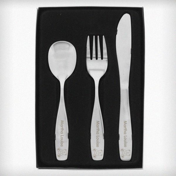 (image for) Personalised 3 Piece Teddy Cutlery Set - Click Image to Close