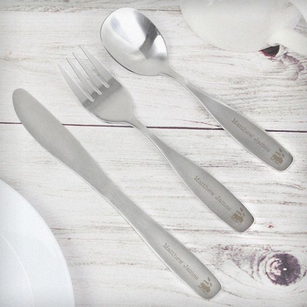 Modal Additional Images for Personalised 3 Piece Train Cutlery Set