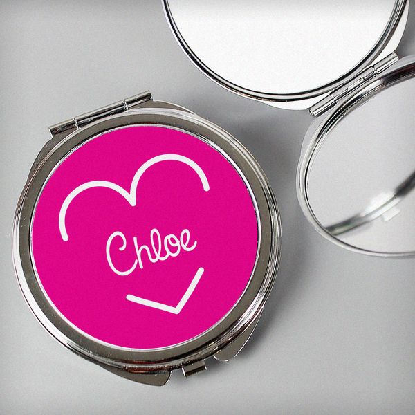 (image for) Personalised Pink Name Island Compact Mirror - Click Image to Close