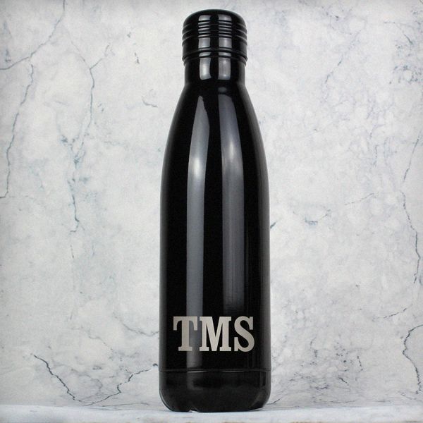 (image for) Personalised Initials Black Metal Insulated Drinks Bottle - Click Image to Close