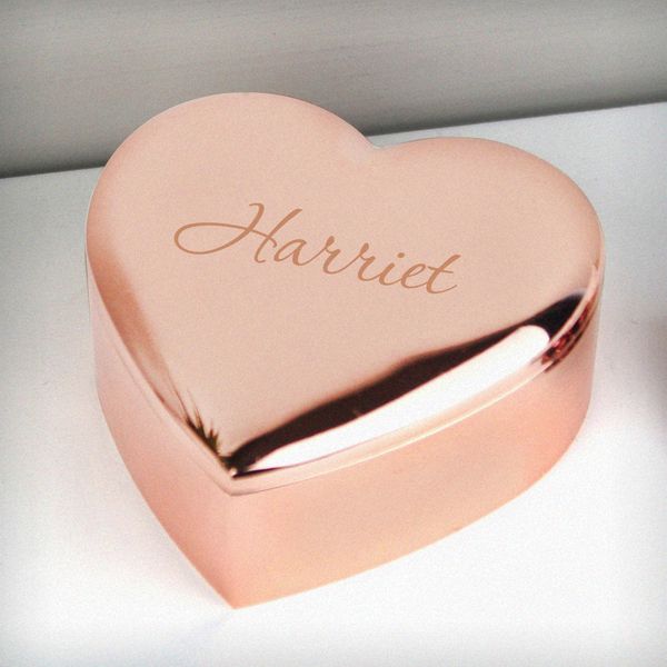 (image for) Personalised Name Only Rose Gold Heart Trinket Box - Click Image to Close