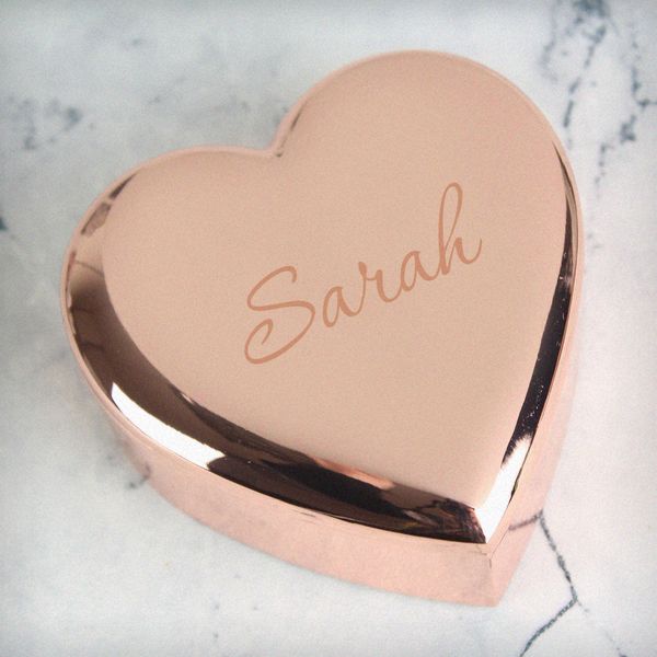 Modal Additional Images for Personalised Name Only Rose Gold Heart Trinket Box