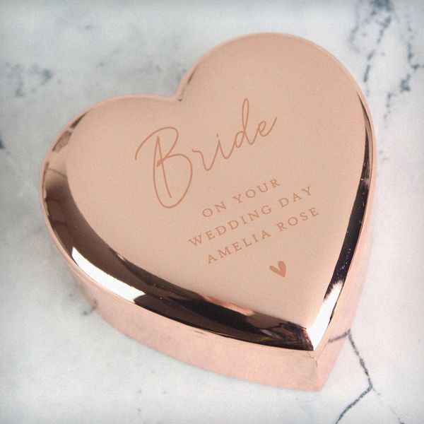 (image for) Personalised Free Text Rose Gold Heart Trinket Box - Click Image to Close