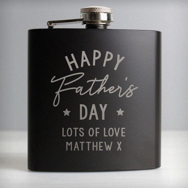 (image for) Personalised Father's Day Black Hip Flask - Click Image to Close