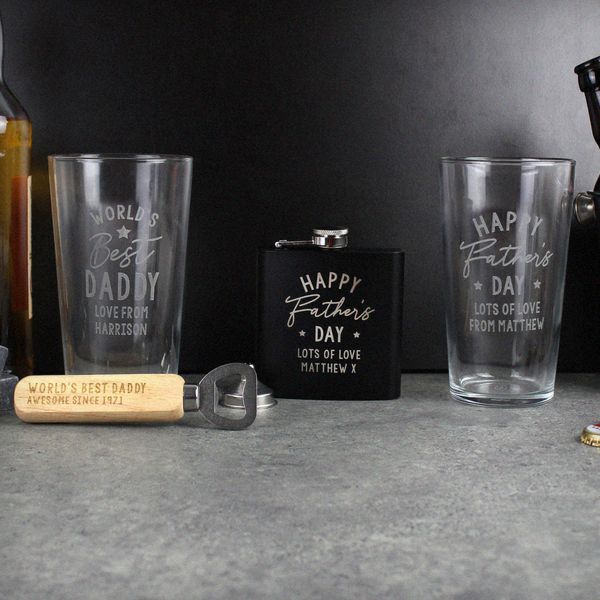 (image for) Personalised Father's Day Black Hip Flask - Click Image to Close