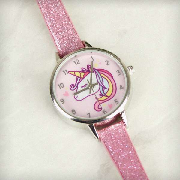 Modal Additional Images for Personalised Unicorn with Pink Glitter Strap Girls Watch