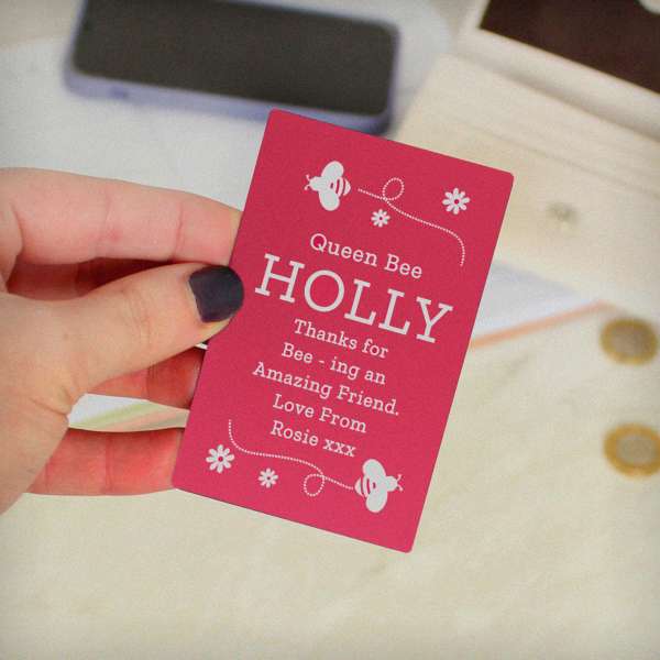 (image for) Personalised Bee Cerise Wallet Card - Click Image to Close