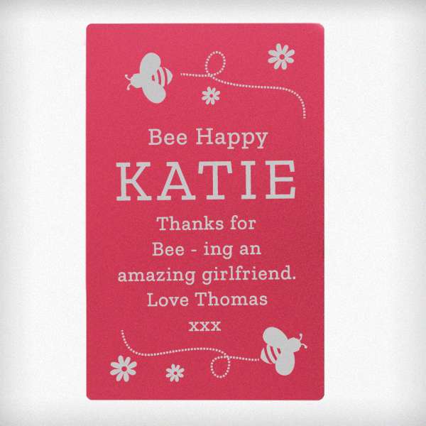 Modal Additional Images for Personalised Bee Cerise Wallet Card