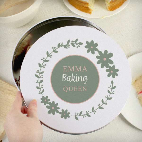 (image for) Personalised Floral Cake Tin - Click Image to Close