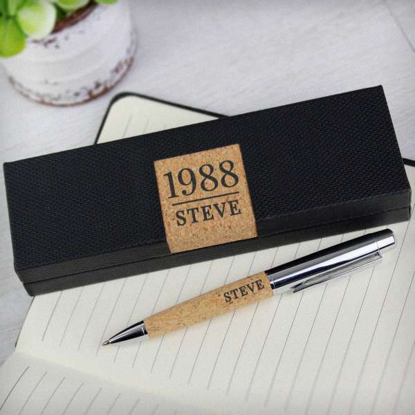 (image for) Personalised Large Date & Name Cork Pen Set