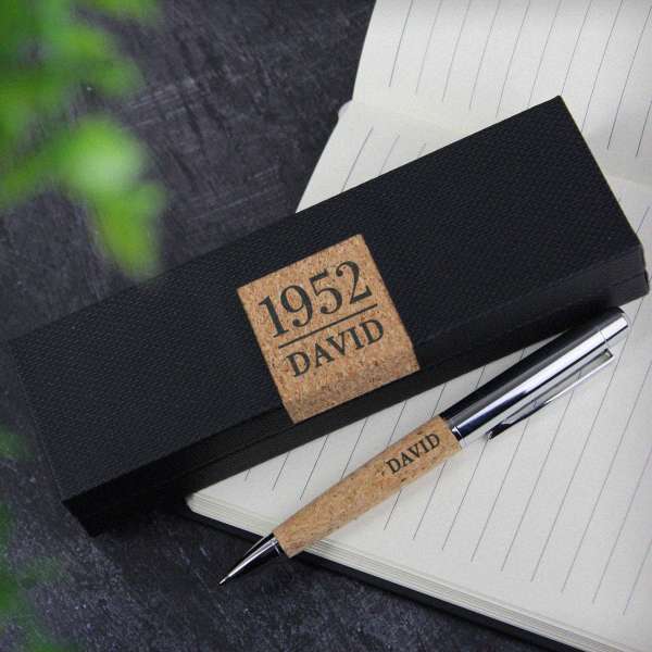 (image for) Personalised Large Date & Name Cork Pen Set - Click Image to Close