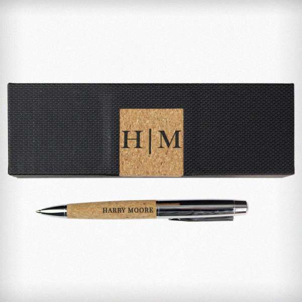 (image for) Personalised Initial & Name Cork Pen Set - Click Image to Close