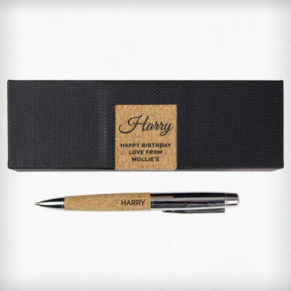 Modal Additional Images for Personalised Free Text Cork Pen Set