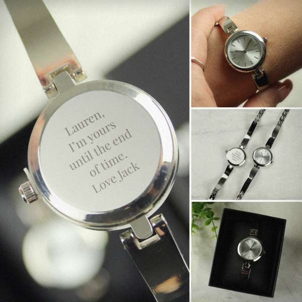 (image for) Personalised Silver Ladies Watch With Silver Slider Clasp - Click Image to Close