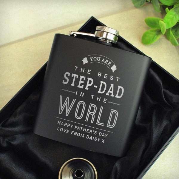 (image for) Personalised Best in The World Black Hip Flask - Click Image to Close