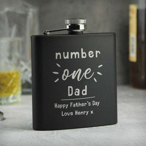 (image for) Personalised Number One Black Hip Flask - Click Image to Close