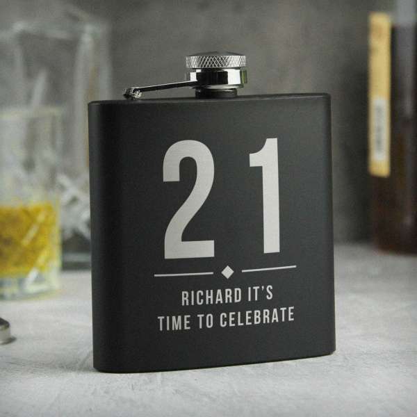 (image for) Personalised Big Numbers Black Hip Flask - Click Image to Close