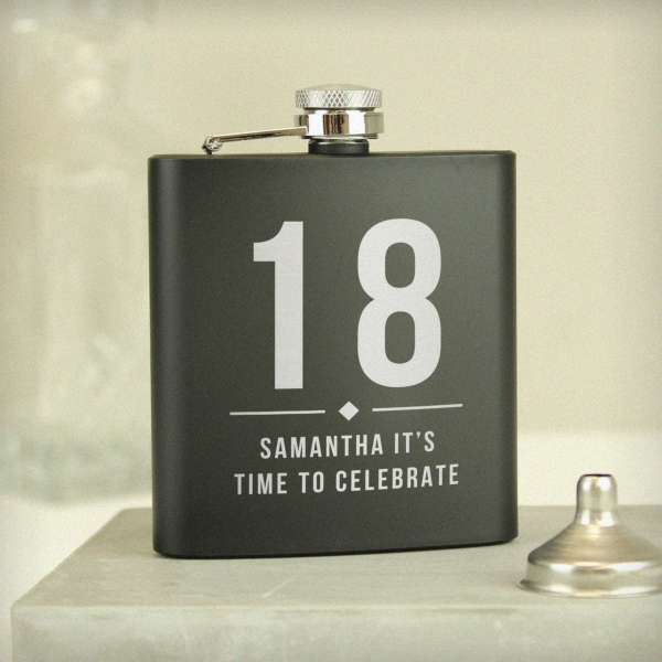 Modal Additional Images for Personalised Big Numbers Black Hip Flask