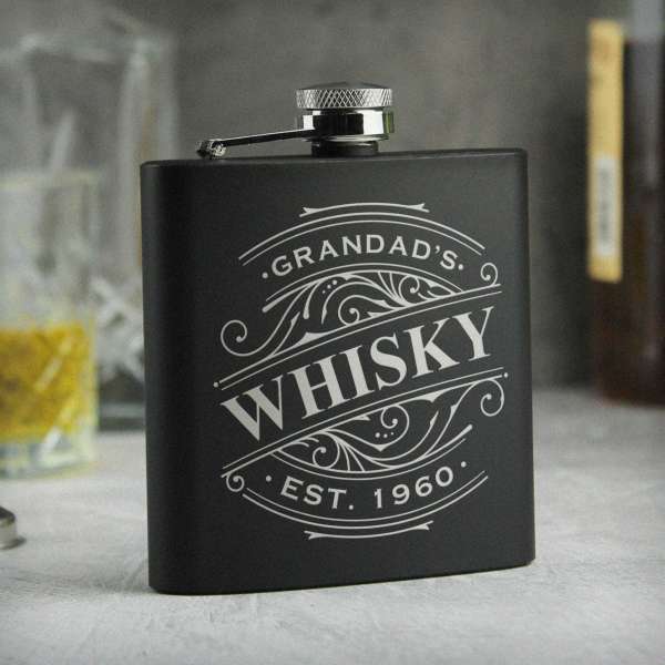 (image for) Personalised Spirit Black Hip Flask - Click Image to Close