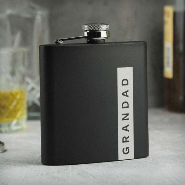 (image for) Personalised Name Only Black Hip Flask - Click Image to Close