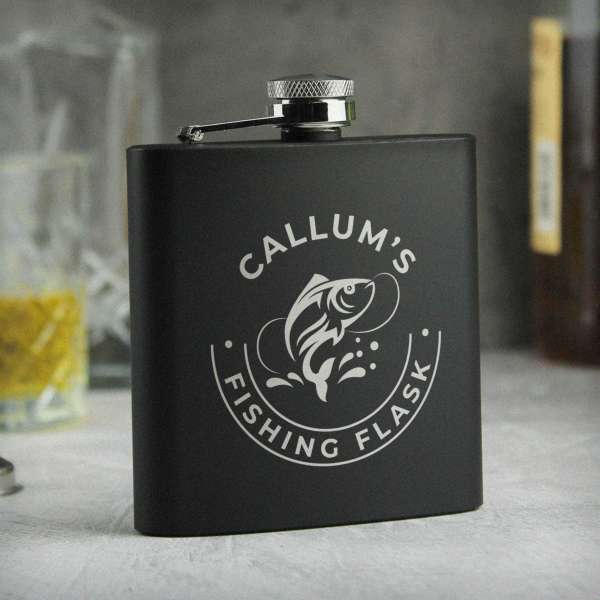 Modal Additional Images for Personalised Fishing Black Hip Flask