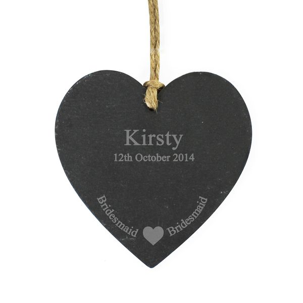 Modal Additional Images for Personalised Bridesmaid Slate Heart Decoration