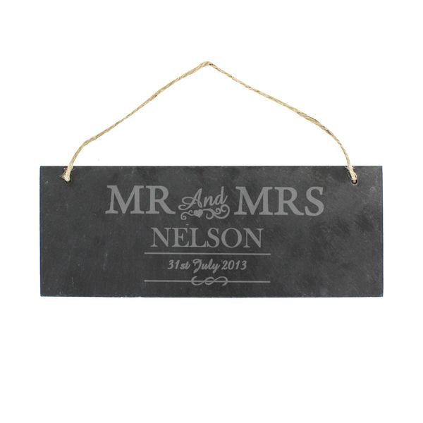 Modal Additional Images for Personalised Mr & Mrs Hanging Slate Plaque