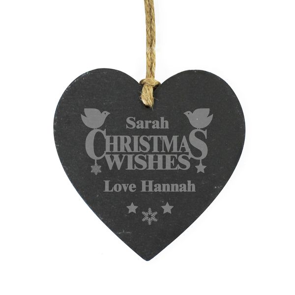 (image for) Personalised Christmas Wishes Slate Heart - Click Image to Close