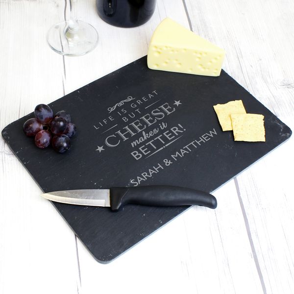 (image for) Personalised Cheese Makes Life Better... Slate Cheeseboard - Click Image to Close