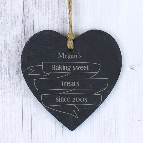 (image for) Personalised Garden Bloom Slate Heart - Click Image to Close
