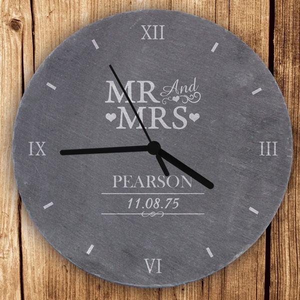 (image for) Personalised Mr & Mrs Slate Clock