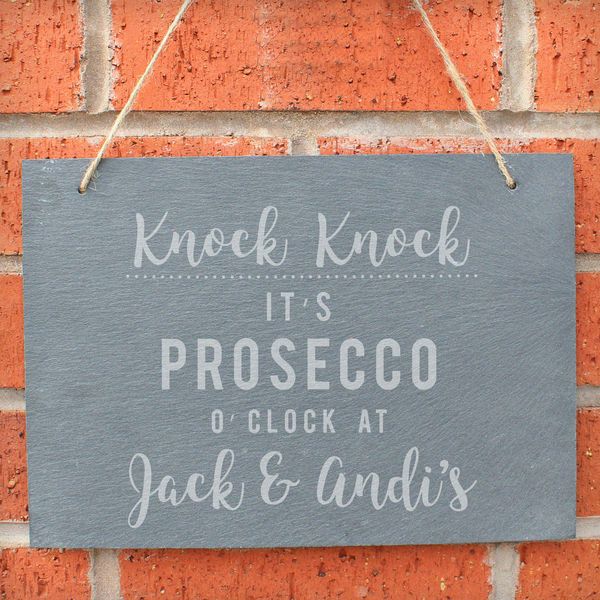 (image for) Personalised Prosecco O'Clock Large Hanging Slate Sign