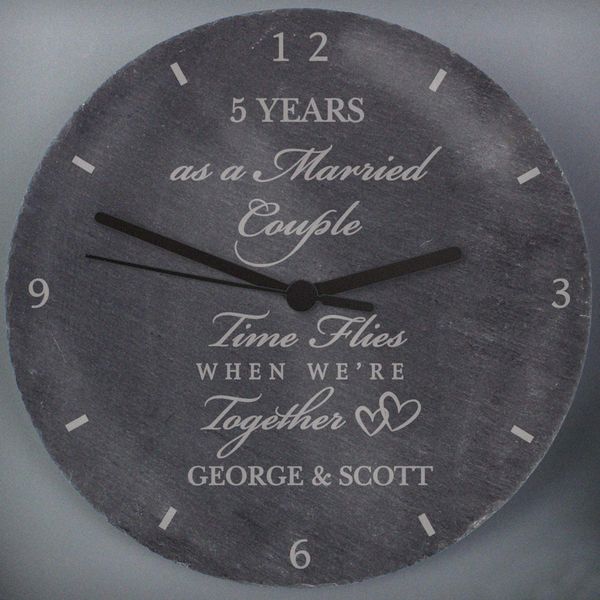 (image for) Personalised Anniversary Slate Clock - Click Image to Close