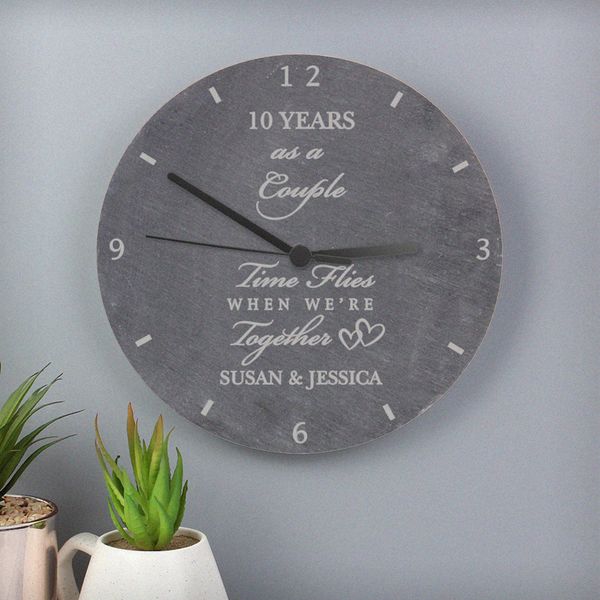 (image for) Personalised Anniversary Slate Clock - Click Image to Close