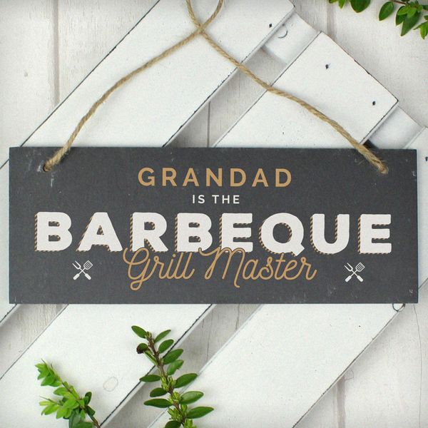 Modal Additional Images for Personalised "Barbeque Grill Master" Printed Hanging Slate Plaque