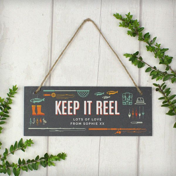 (image for) Personalised "Keep It Reel" Printed Hanging Slate Plaque - Click Image to Close