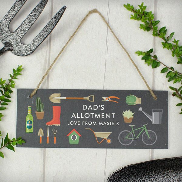 (image for) Personalised Garden Printed Hanging Slate Plaque - Click Image to Close