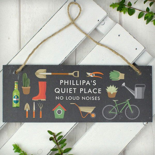Modal Additional Images for Personalised Garden Printed Hanging Slate Plaque