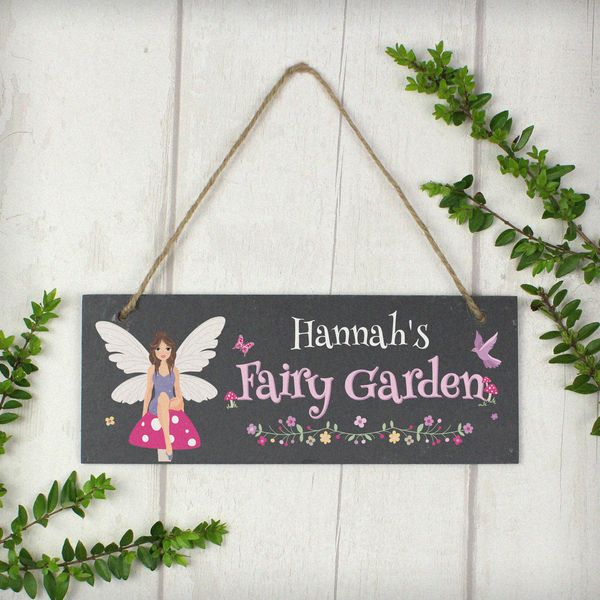 (image for) Personalised "Fairy Garden" Printed Hanging Slate Plaque - Click Image to Close