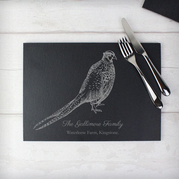 Modal Additional Images for Personalised Pheasant Slate Placemat