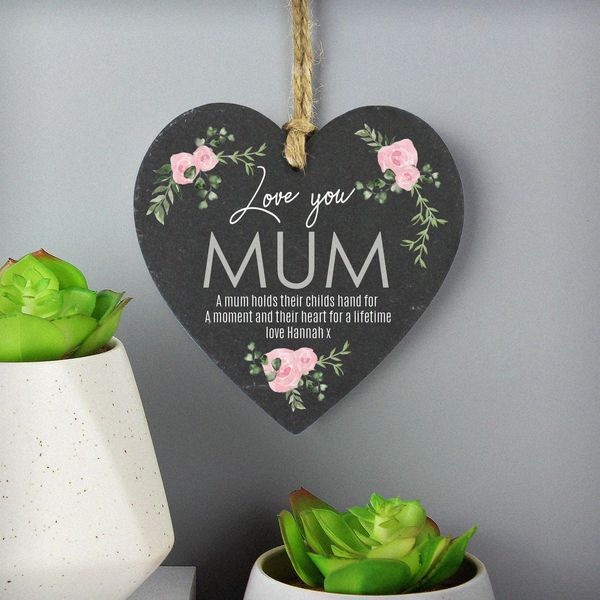 (image for) Personalised Abstract Rose Printed Slate Heart Decoration - Click Image to Close