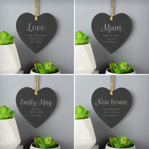 Modal Additional Images for Personalised Free Text Slate Heart Decoration