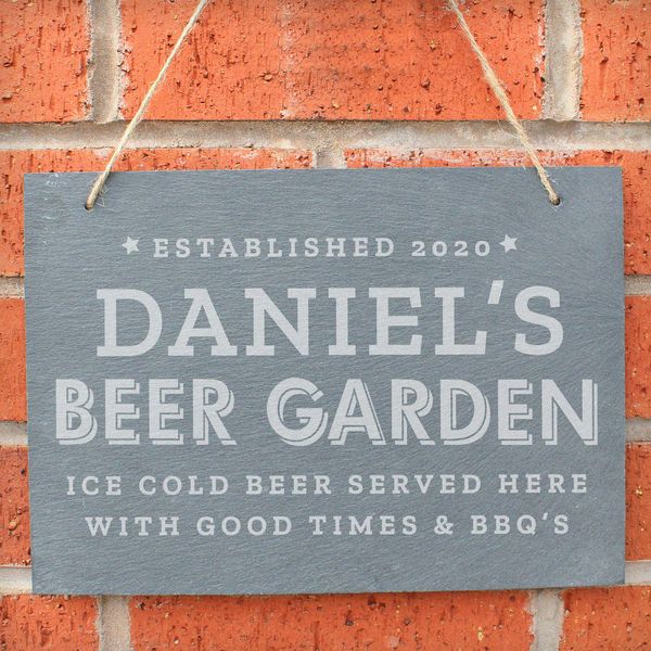 (image for) Personalised Beer Garden Hanging Large Slate Sign