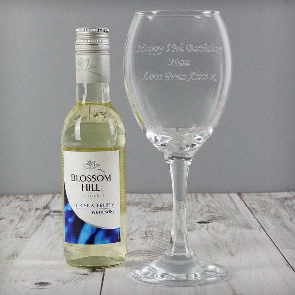 (image for) Personalised White Wine & Wine Glass Set - Click Image to Close